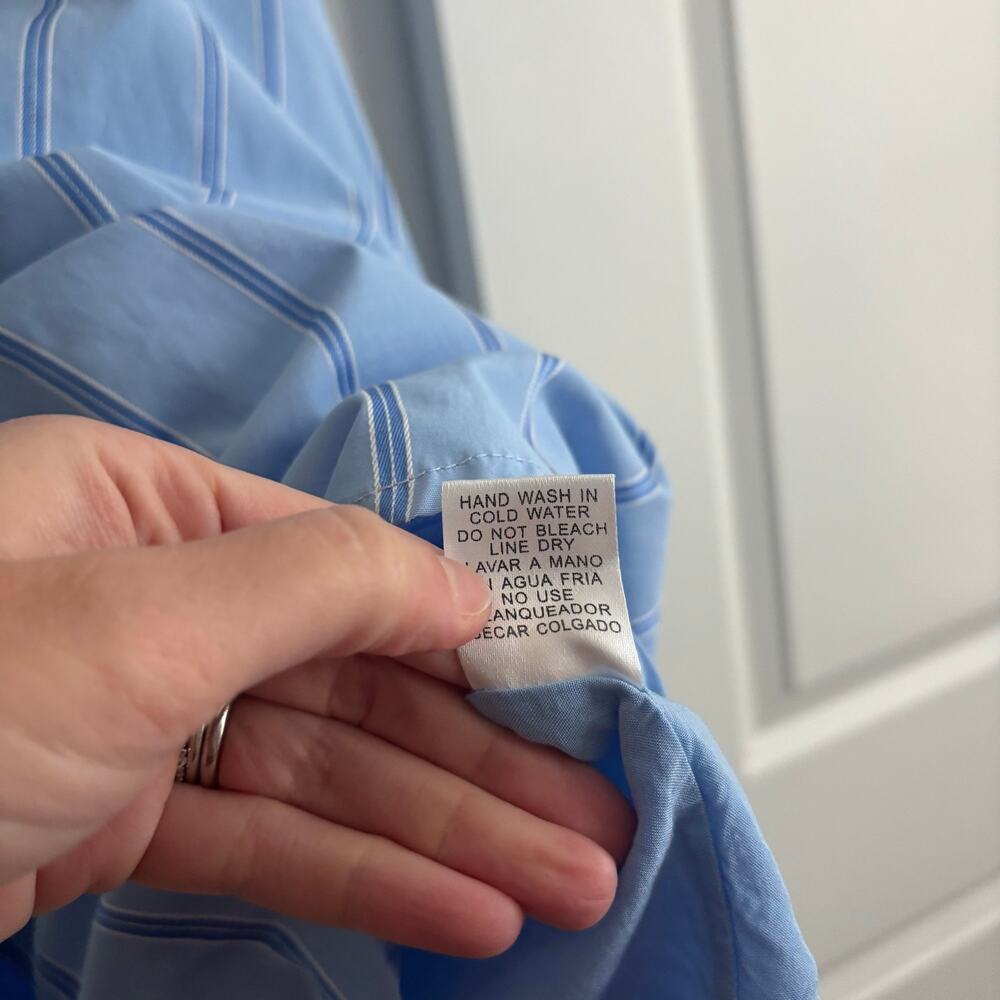 Entro Blue Striped Button Front Shirt Dress Plus Sz 1X Short Sleeve Mini Cotton - Picture 4 of 12
